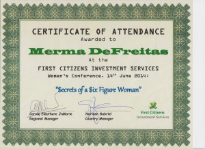 Cert of Attendance for M. DeFreitas at First Citizens 001